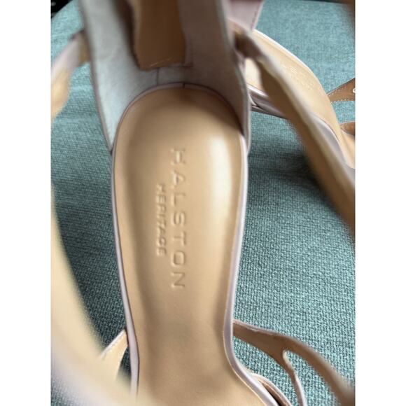 Halston Heritage Monica Leather Strappy Sandal Stilettos Lotus Pale Pink 8 New - Picture 8 of 16
